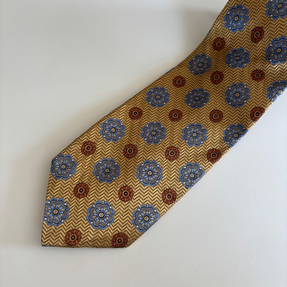 Jos. A. Bank Silk Tie Mens OS Gold Floral Geometric Signature Collection
